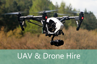 UAV Drone hire for aerial photography, videos, inspections and surveys